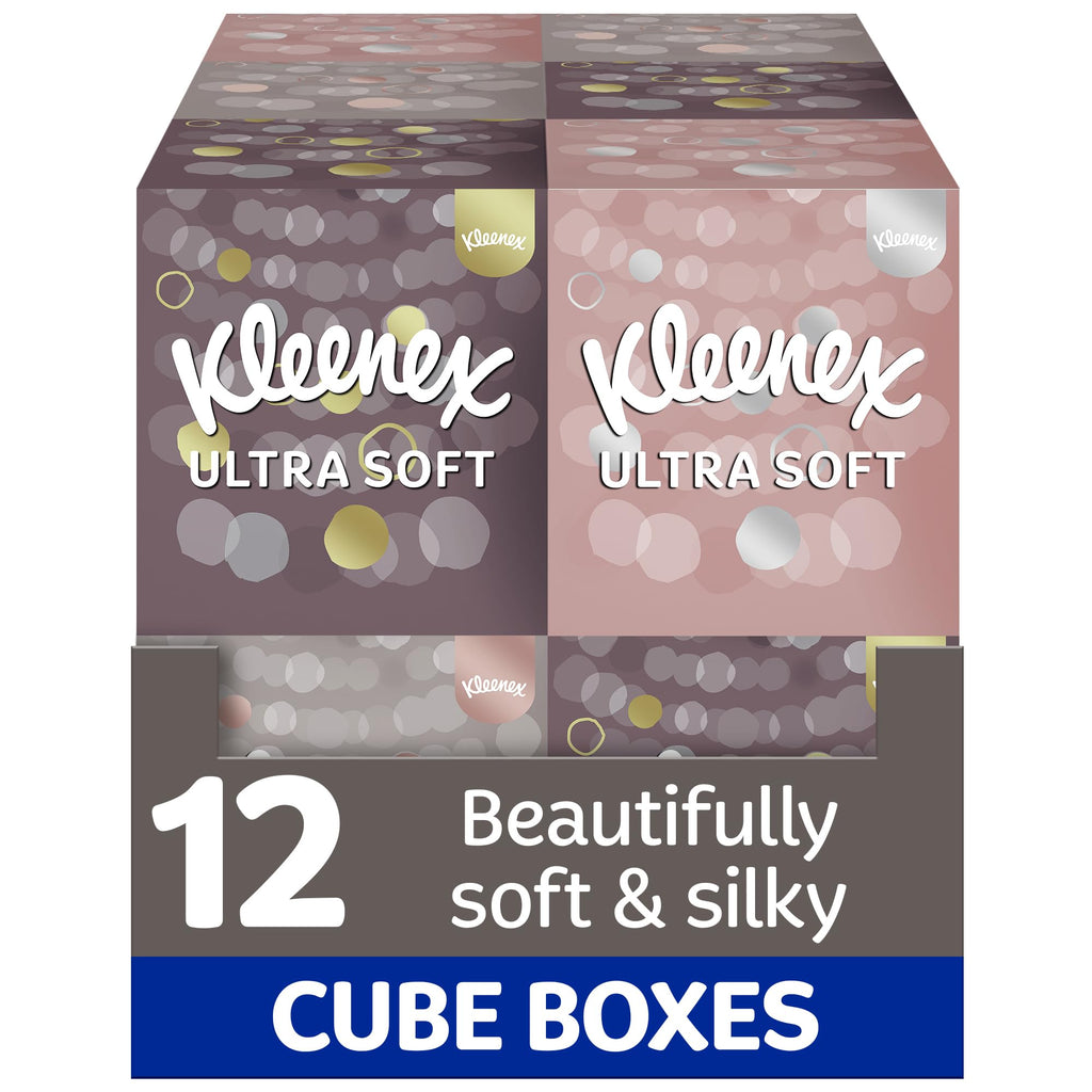 Kleenex Ultra Soft Facial T Tissues - 12 Cube Tissue Boxes - Supremely Soft & Silky Bulk Pack - Very Good