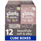 Kleenex Ultra Soft Facial T Tissues - 12 Cube Tissue Boxes - Supremely Soft & Silky Bulk Pack - Very Good