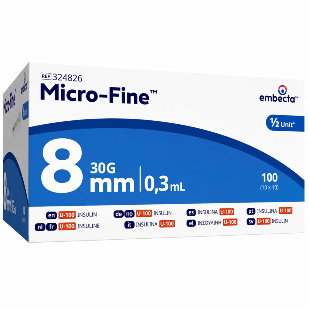 Embecta Micro-Fine 1ml U-100 Syringe 30G 8mm - Model 320935 - Latex-Free CE Certified - Pack of 100 - Damaged Box - BBE 08/2030