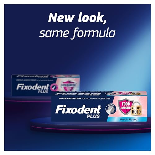 Fixodent Plus Food Barrier Denture Adhesive - Fresh Flavour 40g x 3 Multipack - Strong Hold Cream - New - BBE 07/2027