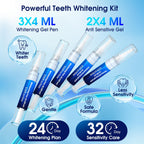 Teeth Whitening Kit with LED Light - 3 Teeth Whitening Gel Pens + 2 Remineralizing Desensitizing Gel Pens -35% Pap Whitening Formula - Whiten Teeth in 7 Days - Safe for Sensitive Teeth (Mint) - Damaged Box