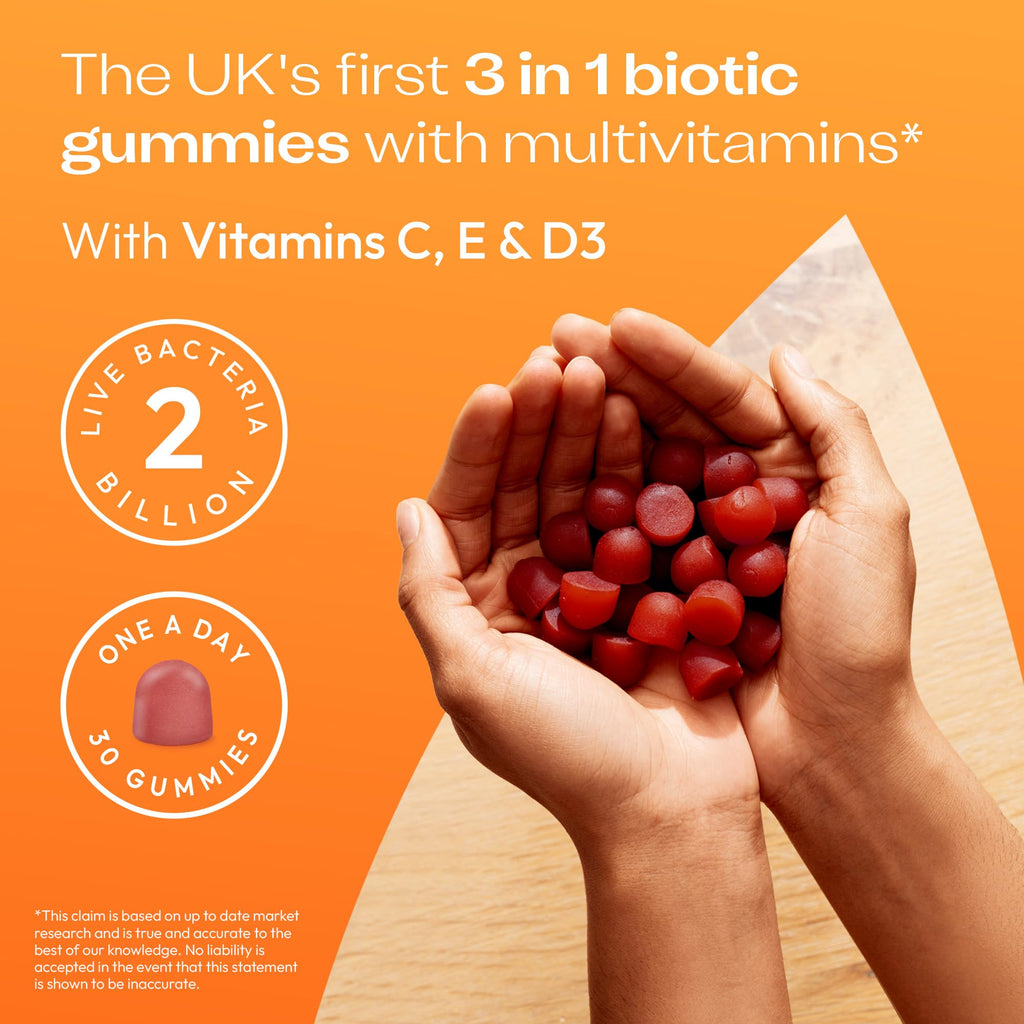 Bio-Kult 3in1 Gut Health Gummies for Kids - Probiotic & Multivitamin - Strawberry - 30 Count - Ages 4+ - 2 Billion CFU - New - BBE 07/2026