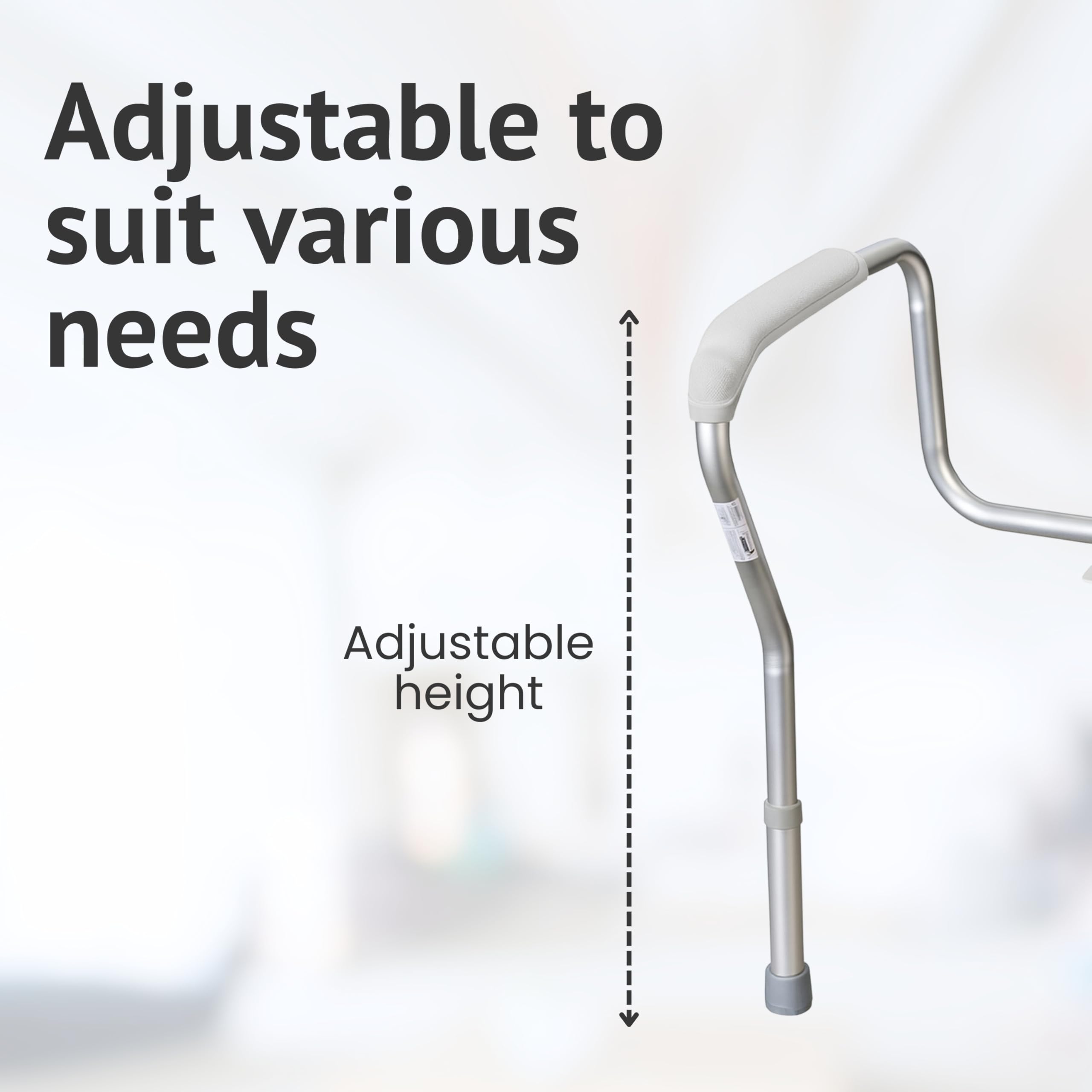 Homecraft Toilet Safety Frame - Height Adjustable Bathroom Aid for Elderly & Disabled - White Support Rail 64-75cm - Very Good