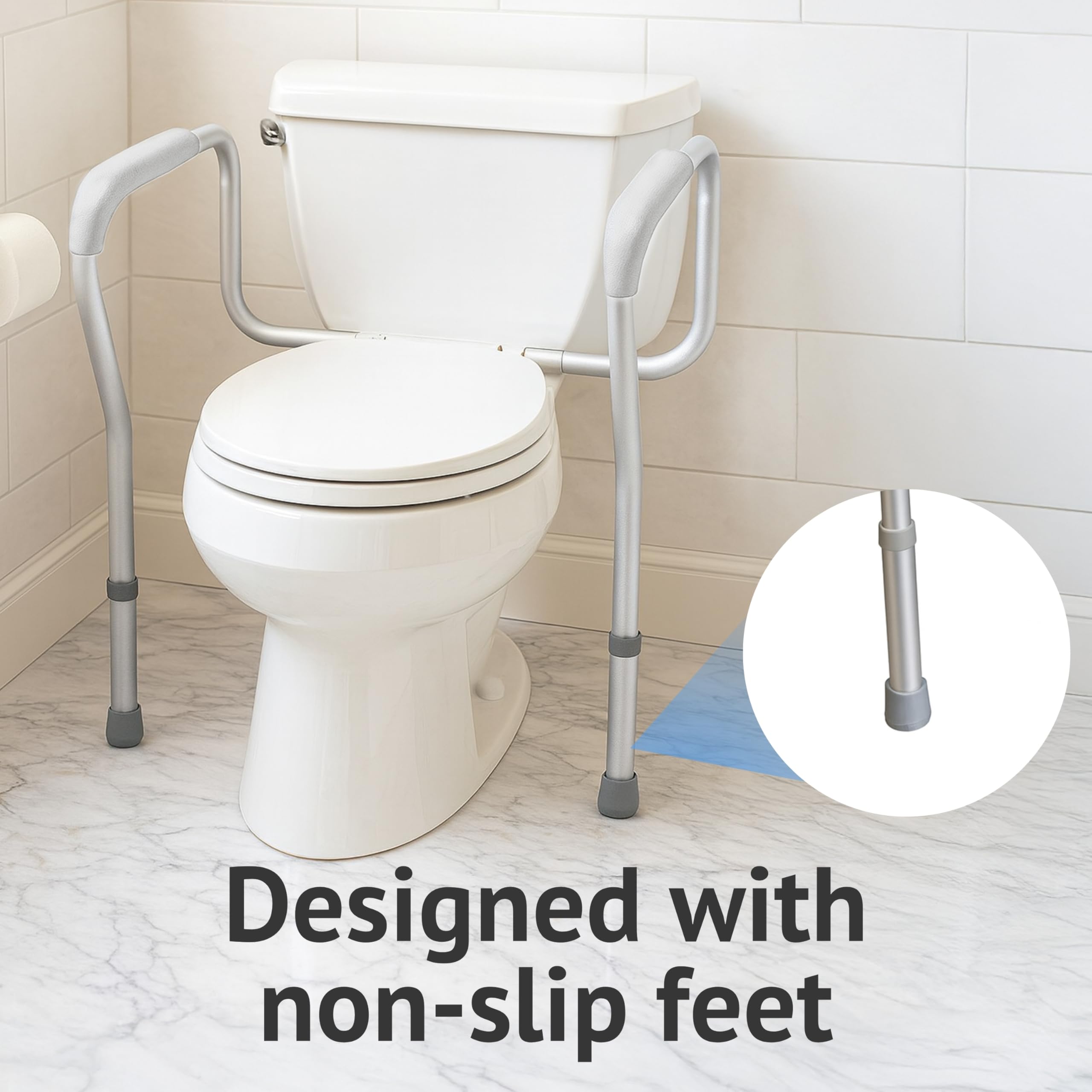 Homecraft Toilet Safety Frame - Height Adjustable Bathroom Aid for Elderly & Disabled - White Support Rail 64-75cm - Very Good