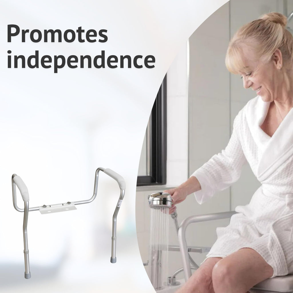 Homecraft Toilet Safety Frame - Height Adjustable Bathroom Aid for Elderly & Disabled - White Support Rail 64-75cm - Very Good