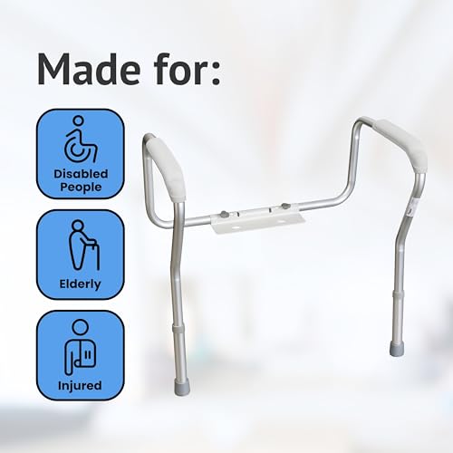Homecraft Toilet Safety Frame - Height Adjustable Bathroom Aid for Elderly & Disabled - White Support Rail 64-75cm - Very Good