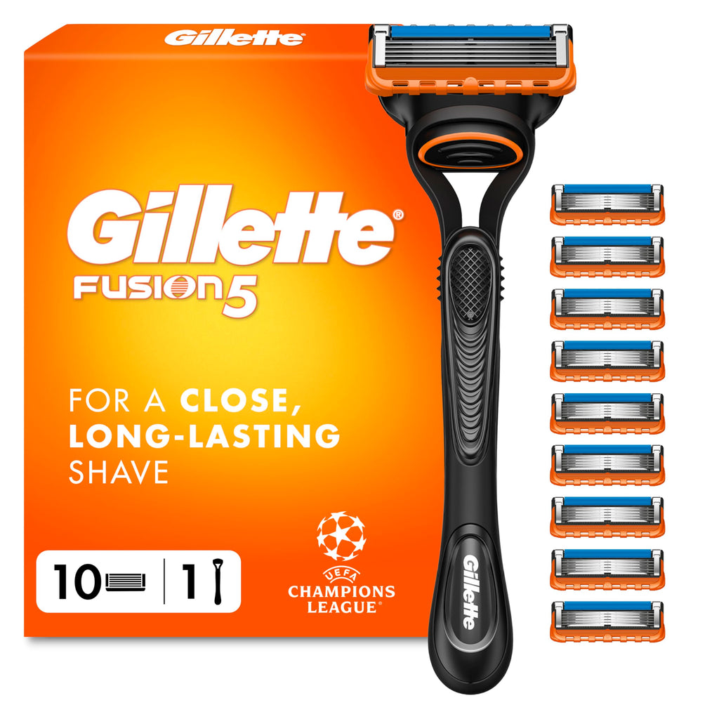Gillette Fusion5 Razor for Men - 1 Handle, 10 Blade Refills, Precision Trimmer Cartridges - Damaged Box