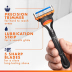 Gillette Fusion5 Razor for Men - 1 Handle, 10 Blade Refills, Precision Trimmer Cartridges - Damaged Box