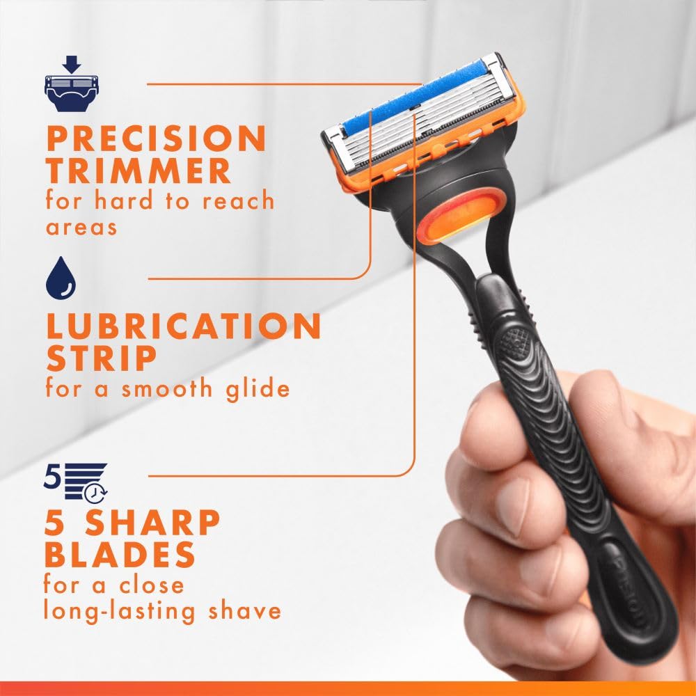 Gillette Fusion5 Razor for Men - 1 Handle, 10 Blade Refills, Precision Trimmer Cartridges - Damaged Box