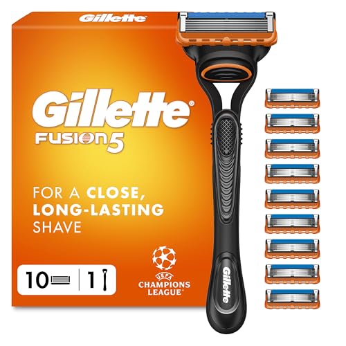 Gillette Fusion5 Razor for Men - 1 Handle, 10 Blade Refills, Precision Trimmer Cartridges - Damaged Box