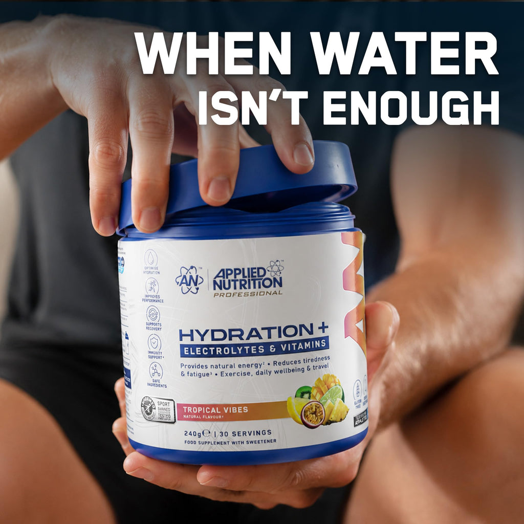Applied Nutrition Hydration+ Electrolytes Vitamin Powder - Sugar-Free Drink Mix - Lemon & Lime 240g (30 Servings) - Energy Recovery - New - BBE 11/2027