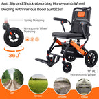 WISGING Ultra-Light Transport Wheelchair, Folding Portable Wheelchair with Hand Brake, Trolleys for Elderly Aircraft Travel, Wheelchairs for Adults (with Travel Bag/Backbag) (with Telescopic Handle) - Damaged Box