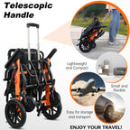 WISGING Ultra-Light Transport Wheelchair, Folding Portable Wheelchair with Hand Brake, Trolleys for Elderly Aircraft Travel, Wheelchairs for Adults (with Travel Bag/Backbag) (with Telescopic Handle) - Damaged Box