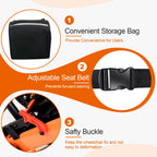 WISGING Ultra-Light Transport Wheelchair, Folding Portable Wheelchair with Hand Brake, Trolleys for Elderly Aircraft Travel, Wheelchairs for Adults (with Travel Bag/Backbag) (with Telescopic Handle) - Damaged Box