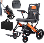 WISGING Ultra-Light Transport Wheelchair, Folding Portable Wheelchair with Hand Brake, Trolleys for Elderly Aircraft Travel, Wheelchairs for Adults (with Travel Bag/Backbag) (with Telescopic Handle) - Damaged Box