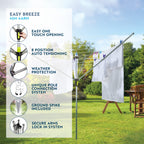 Minky Easy Breeze 45m 4 Arm Rotary Airer - Outdoor Washing Line Dryer with Cover - Silver Alloy Steel - Very Good
