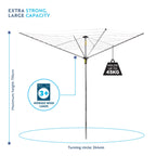 Minky Easy Breeze 45m 4 Arm Rotary Airer - Outdoor Washing Line Dryer with Cover - Silver Alloy Steel - Very Good