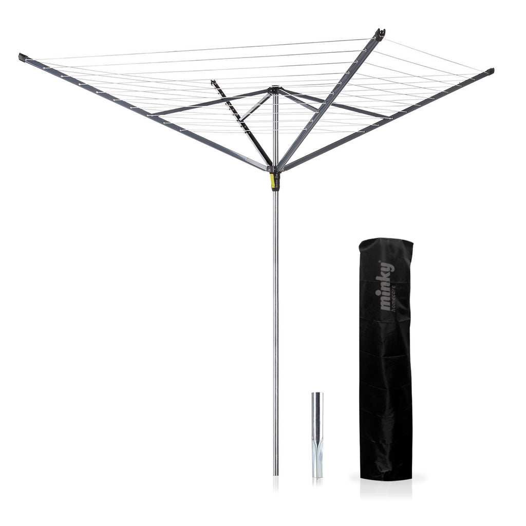 Minky Easy Breeze 45m 4 Arm Rotary Airer - Outdoor Washing Line Dryer with Cover - Silver Alloy Steel - Very Good