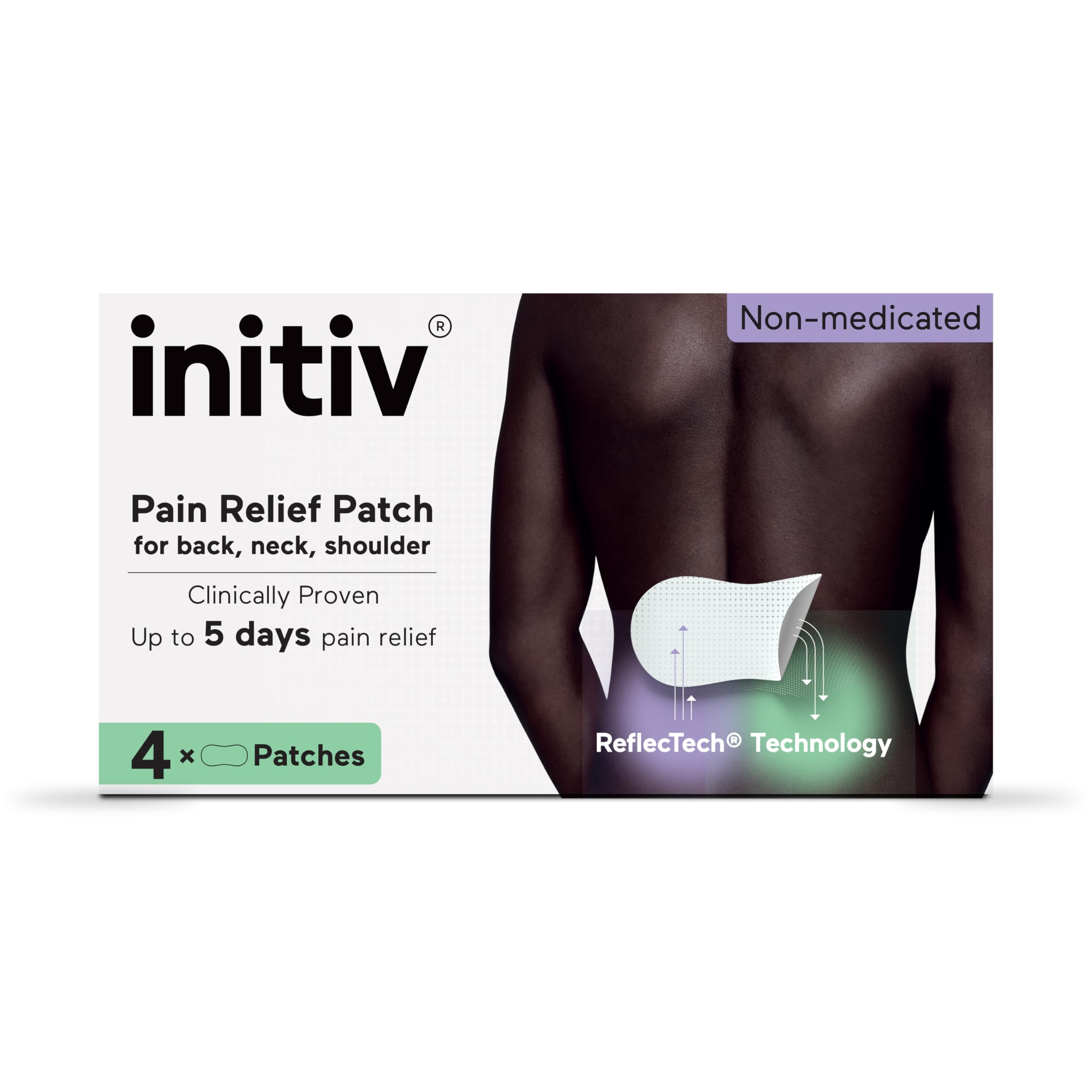 Initiv Non-Medicated Back Patch - Infrared Technology for Mild Moderate Pain Relief - 4 Patches - Like New - BBE 07/2026