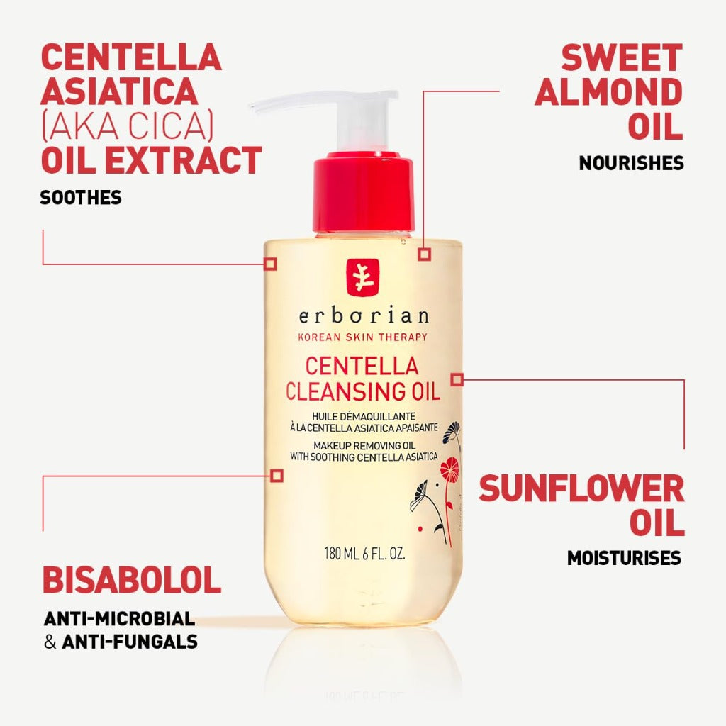 Erborian Centella Cleansing Oil - Makeup Remover Face Wash - All Skin Types - Korean Skincare - 180ml - New