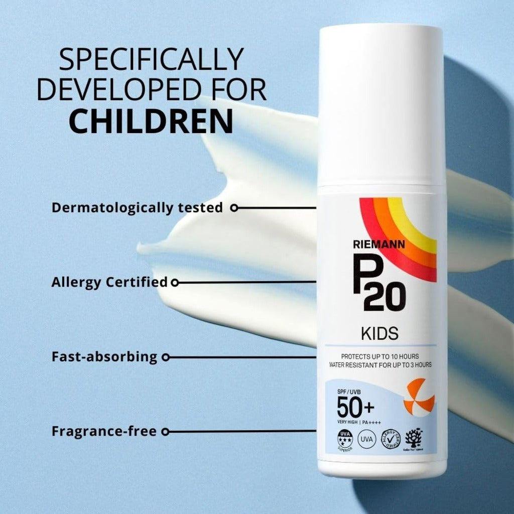 RIEMANN P20 Sun Cream SPF50+ Kids 200ml - High UVA Protection, Long Lasting 10hr, Water Resistant Sunscreen for Children 1+ - New