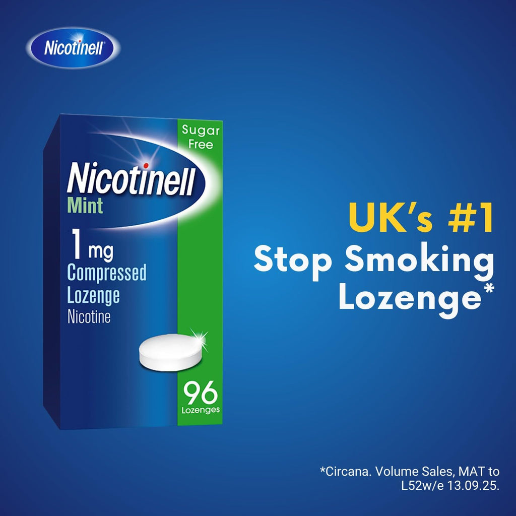 Nicotinell Mint Lozenge 1mg - 96 Lozenges Nicotine Replacement Therapy Stop Smoking Aid - Damaged Box - BBE 12/2027