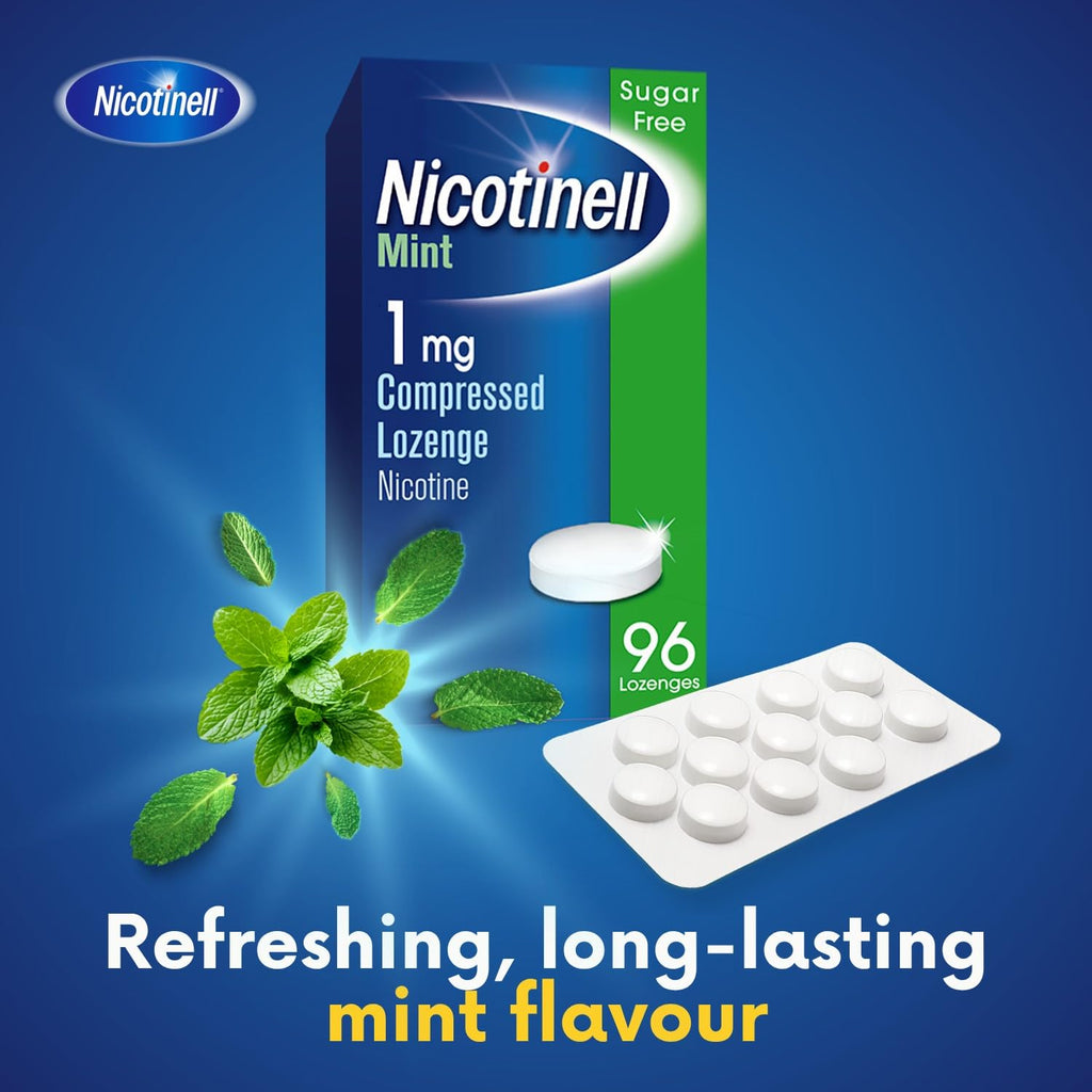 Nicotinell Mint Lozenge 1mg - 96 Lozenges Nicotine Replacement Therapy Stop Smoking Aid - Damaged Box - BBE 12/2027