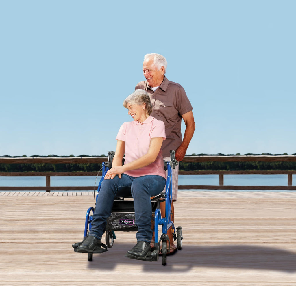 Drive Devilbiss AirGo Fusion 2-in-1 Rollator Transport Chair - Lightweight Folding Aluminium Walker with Seat, Backrest, 8" Wheels - Damaged Box