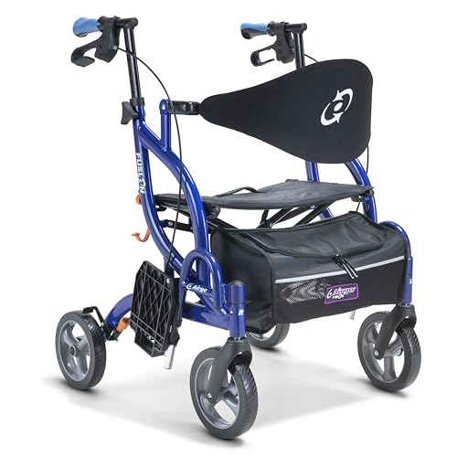 Drive Devilbiss AirGo Fusion 2-in-1 Rollator Transport Chair - Lightweight Folding Aluminium Walker with Seat, Backrest, 8" Wheels - Damaged Box