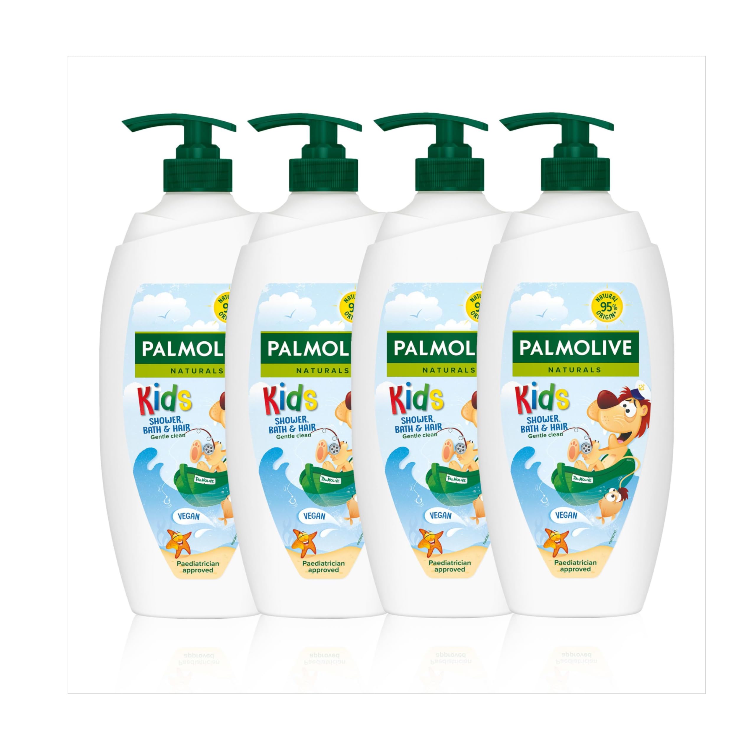 Palmolive Naturals Kids Shower Gel 4x750ml Pump Vitamin E Body Wash Almond Milk Gentle Skin - New - BBE 03/2026