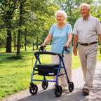 Aidapt Folding Rollator Walker with Padded Seat, Steel Frame, 8 Inch Puncture-Proof Wheels, Walking Aid with Brakes, Shopping Bag & Adjustable Handles for Seniors and Elderly - Very Good