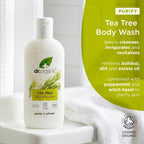 Dr Organic Tea Tree Body Wash, Shower Gel, Natural, Vegan, Cruelty-Free, Paraben & SLS-Free, Recyclable & Recycled Ocean Bound Plastic, Certified Organic, 250ml, Packaging may vary - New
