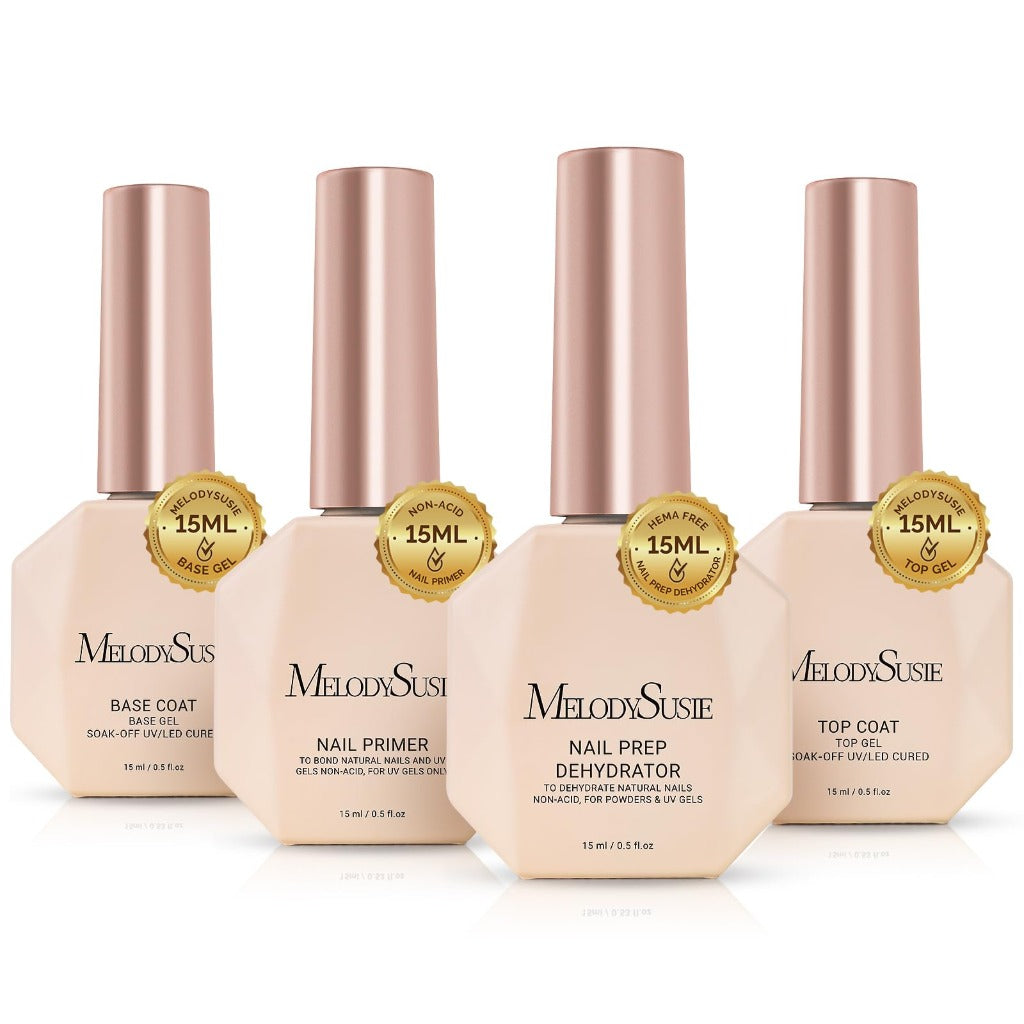 MelodySusie Builder Gel Nail Dehydrator Primer Set - 3 Pcs 15ml Clear - Long Lasting Manicure Art Kit for Women Girls - Damaged Box