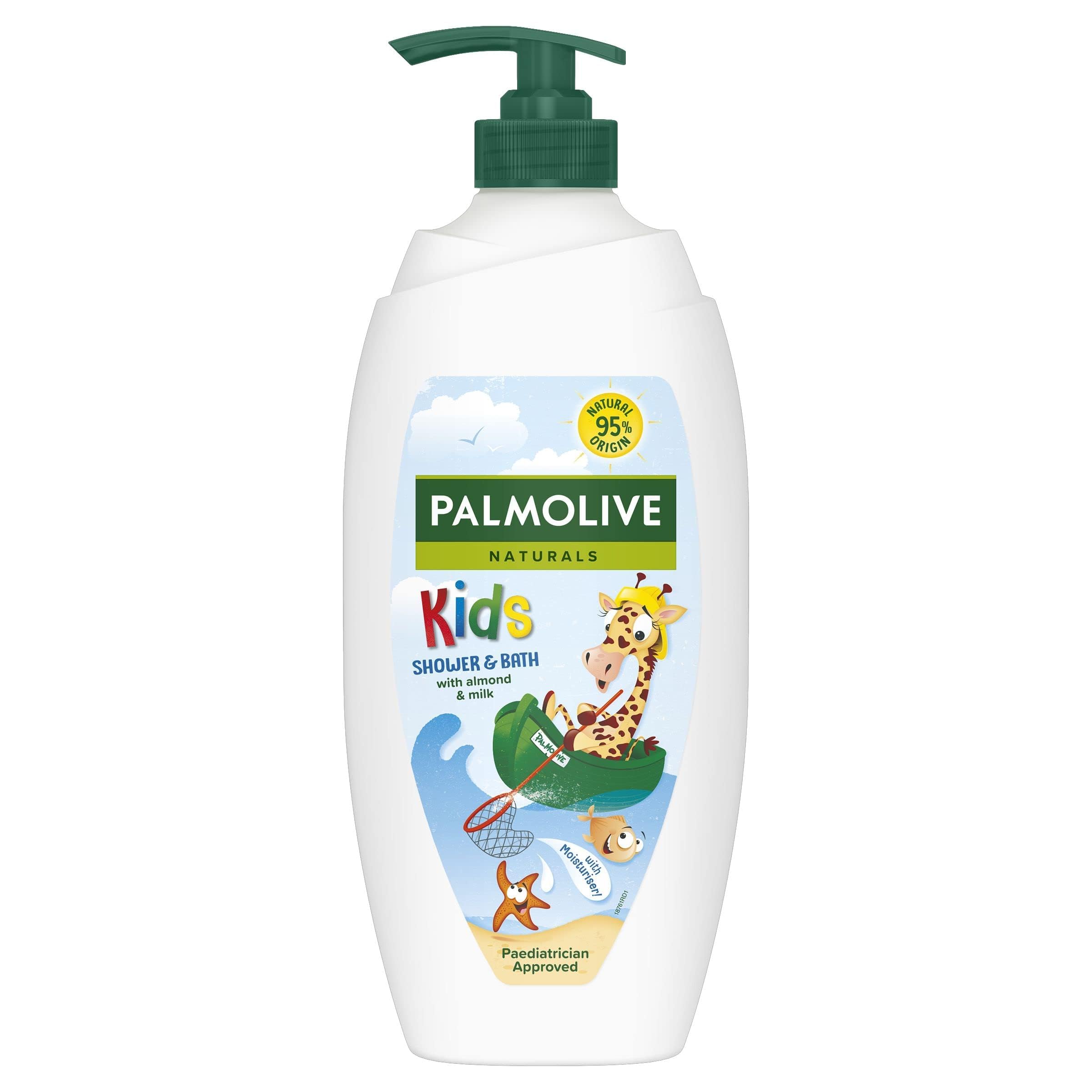 Palmolive Naturals Kids Shower Gel - 4x 750ml Pump - Vitamin E Body Wash - Almond Milk - Sensitive Skin - Damaged Box - BBE 04/2026