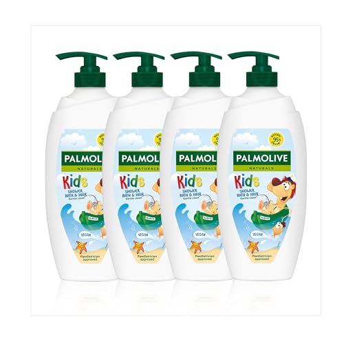 Palmolive Naturals Kids Shower Gel - 4x 750ml Pump - Vitamin E Body Wash - Almond Milk - Sensitive Skin - Damaged Box - BBE 04/2026