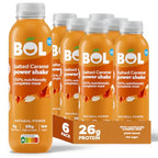 BOL Salted Caramel Power Shake - 410ml x 6 Bottles - Ready-to-Drink Meal Replacement - 27g Protein - Plant-Based, Low Sugar, High Fibre - Damaged Box - BBE 07/2026