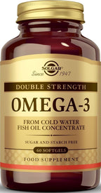Solgar Omega-3 Double Strength Fish Oil 60 Softgels EPA DHA Supplement - New - BBE 07/2026