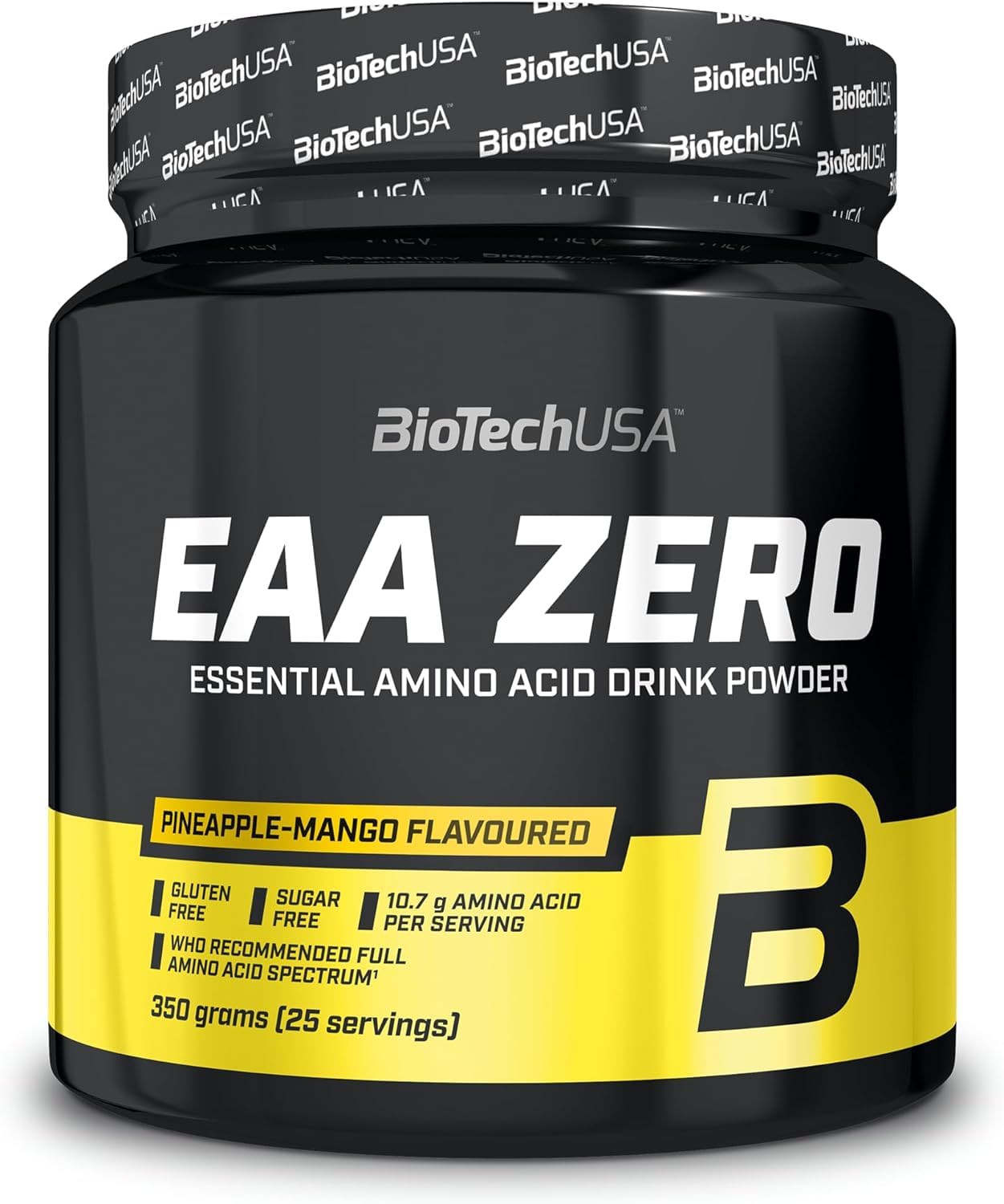 BioTechUSA EAA Zero Essential Amino Acid Powder - 7160mg EAA, Sugar-Free, Gluten-Free, Pineapple-Mango 350g Supplement - Damaged Box - BBE 08/2028