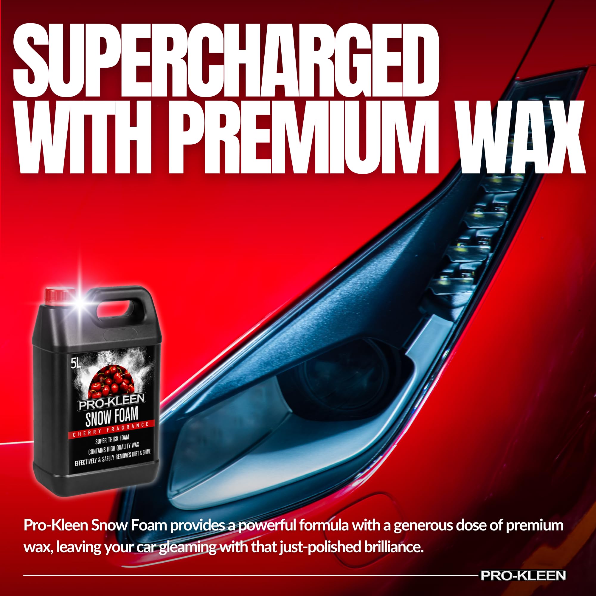 Pro-Kleen Cherry Snow Foam with Wax - 10L - Super Thick, Non-Caustic Car Wash Cleaner - New