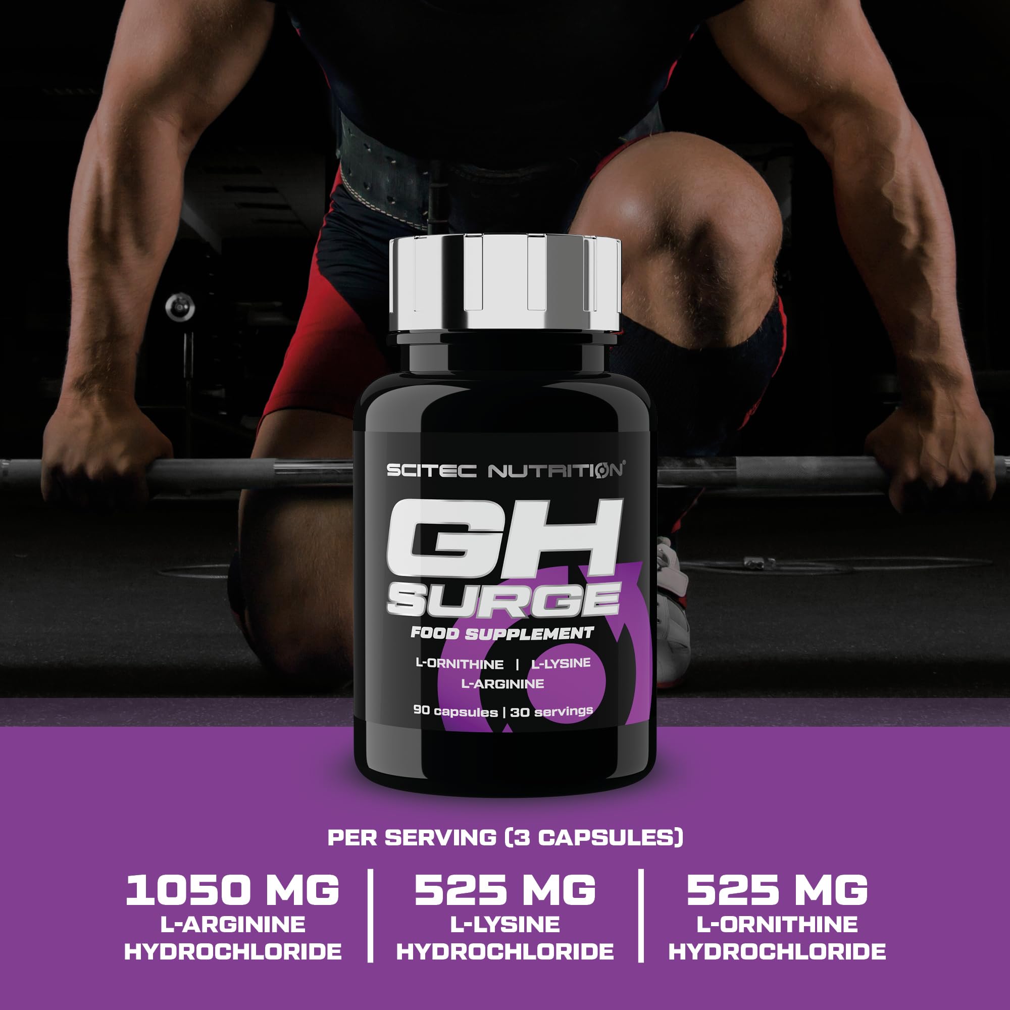 Scitec Nutrition GH Surge - L-Arginine, L-Ornithine, L-Lysine Food Supplement Capsules - 90 Caps - New - BBE 09/2028