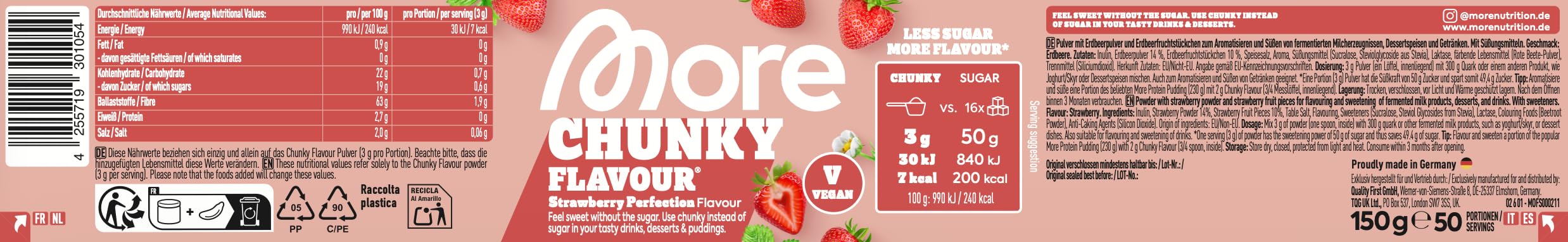 MORE Chunky Flavour Strawberry Perfection 150g - Protein Powder Flavouring Supplement - New - BBE 06/2026