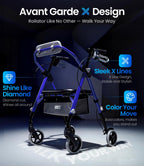 VOCIC Z11 Rollator Walker with Seat - Foldable Mobility Aid for Seniors - Max 172kg Capacity - New