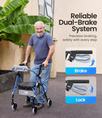 VOCIC Z11 Rollator Walker with Seat - Foldable Mobility Aid for Seniors - Max 172kg Capacity - New