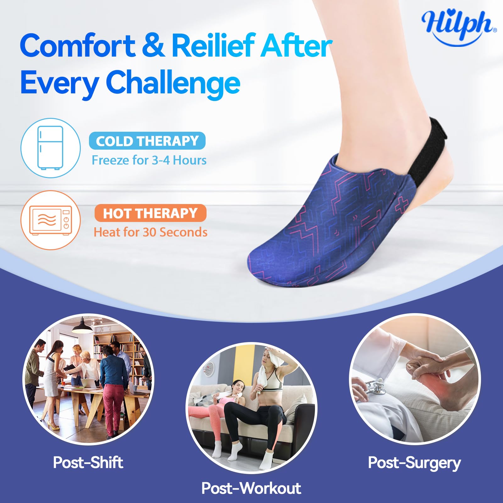 Hilph Foot & Toe Ice Pack Wrap - Cold Therapy for Broken Toes, Bunion Surgery, Swelling Relief, Pain Recovery - Damaged Box