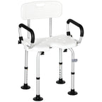 HOMCOM Height Adjustable Shower Chair for Disabled 300 lbs Capacity White - New