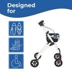 Days Breeze Indoor Rollator, 4 Wheeled, Includes Basket and Tray, Mobility Aid, Assisted Walking Device for Low Mobility Users, Lightweight, Green - Very Good