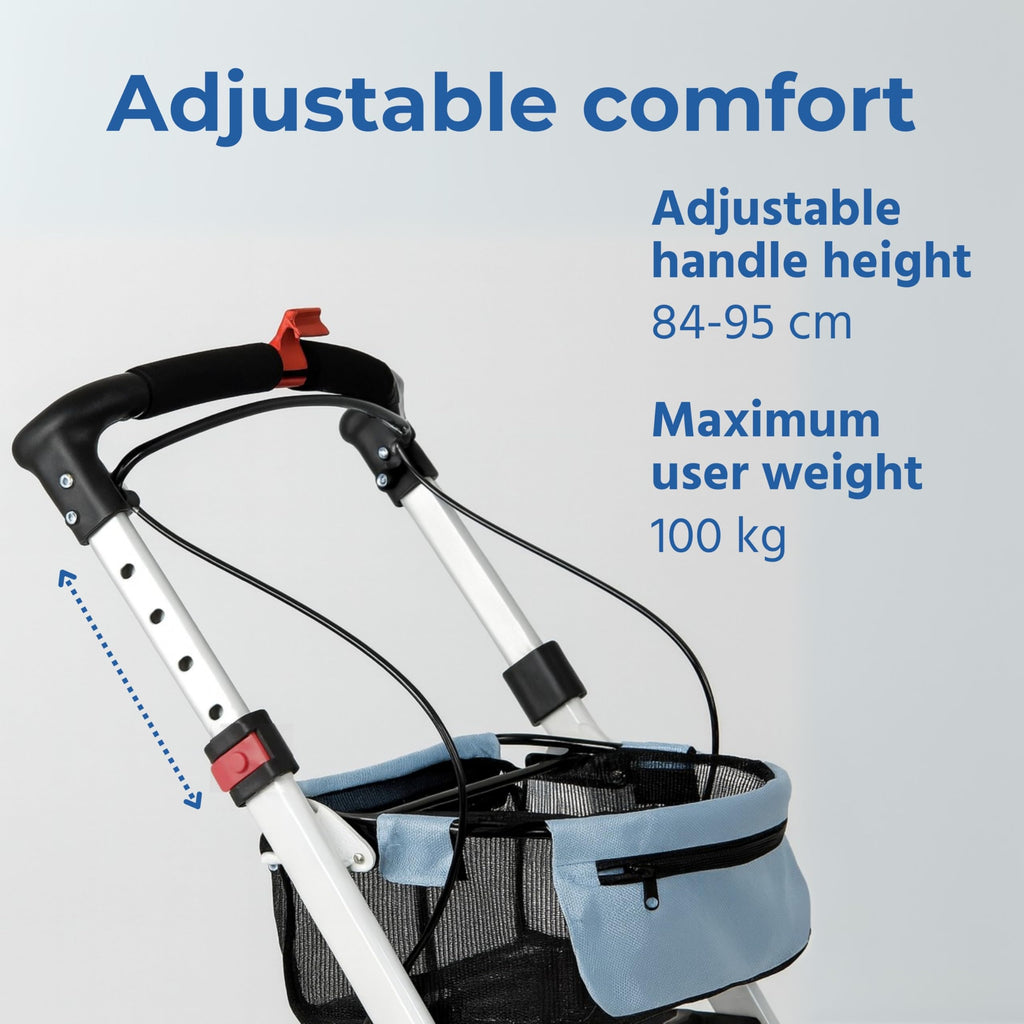 Days Breeze Indoor Rollator, 4 Wheeled, Includes Basket and Tray, Mobility Aid, Assisted Walking Device for Low Mobility Users, Lightweight, Green - Very Good