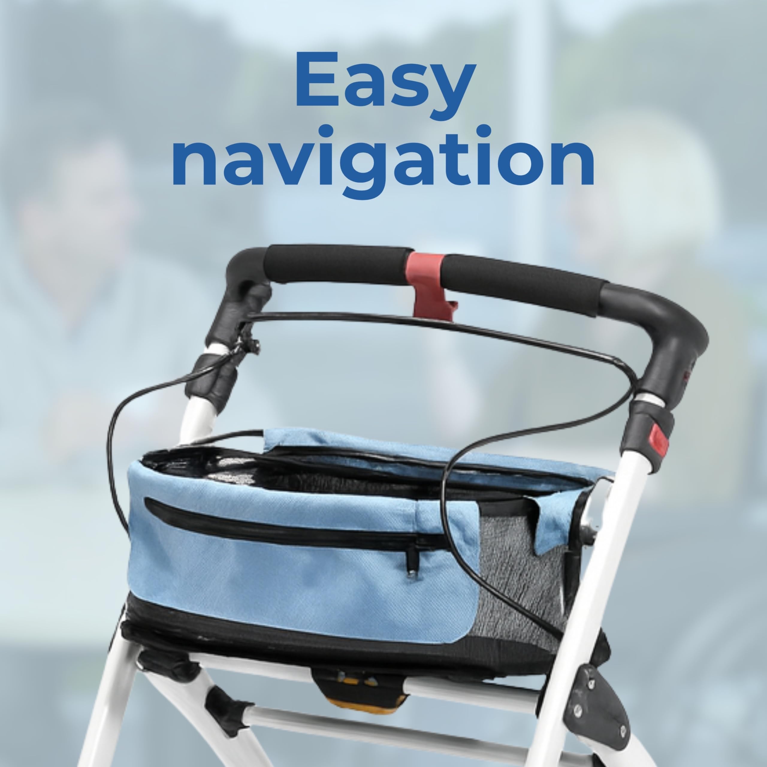 Days Breeze Indoor Rollator, 4 Wheeled, Includes Basket and Tray, Mobility Aid, Assisted Walking Device for Low Mobility Users, Lightweight, Green - Very Good