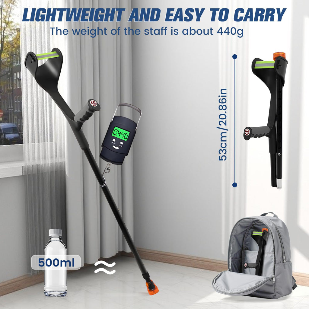 Folding Elbow Crutches for Adults - Lightweight, Height Adjustable Forearm Crutches with Ergonomic Grip, Non-Slip Base - Pair 2PCS Mobility - Very Good