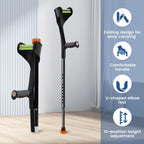 Folding Elbow Crutches for Adults - Lightweight, Height Adjustable Forearm Crutches with Ergonomic Grip, Non-Slip Base - Pair 2PCS Mobility - Very Good